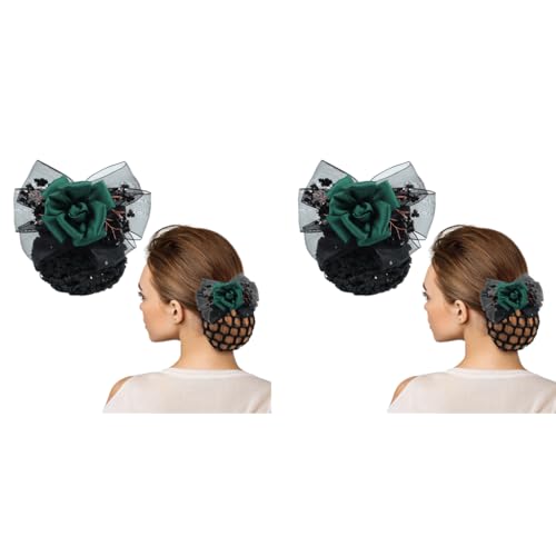 MAYCREATE® Barrette Hair Bun Nets Flower Naker Accessories for Women Green Floral Snood Net Spring Clip Dancer Nurse Work Daily 2PCS MAYCREATE® Barrette Hair Bun Nets Flower Naker Accessories for Women Green Floral Snood Net Spring Clip Dancer Nurse Work Daily 2PCS